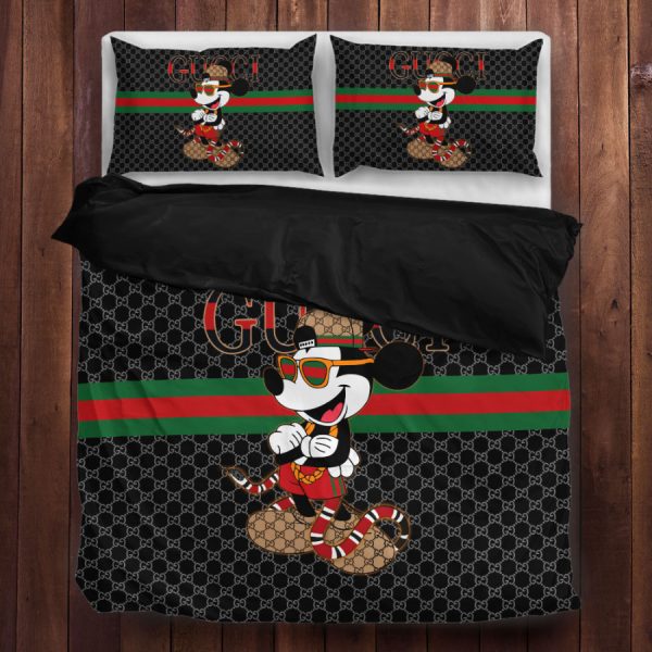 Cartoon Snake Mickey Mouse Gucci Bedding Set
