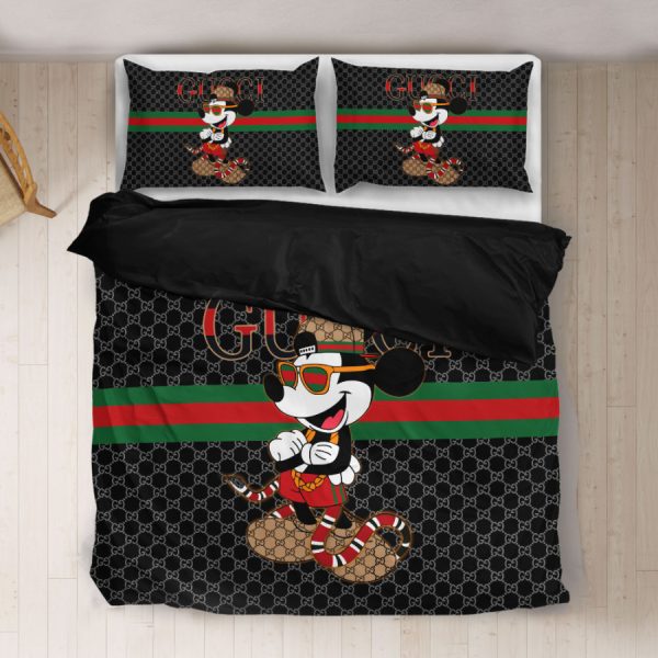 Cartoon Snake Mickey Mouse Gucci Bedding Set